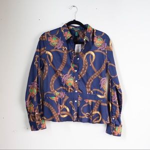 Ralph Lauren Equestrian Print Peplum Blouse